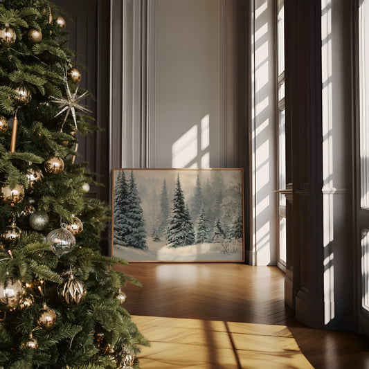 Snow Settles Among Northwoods Pineway