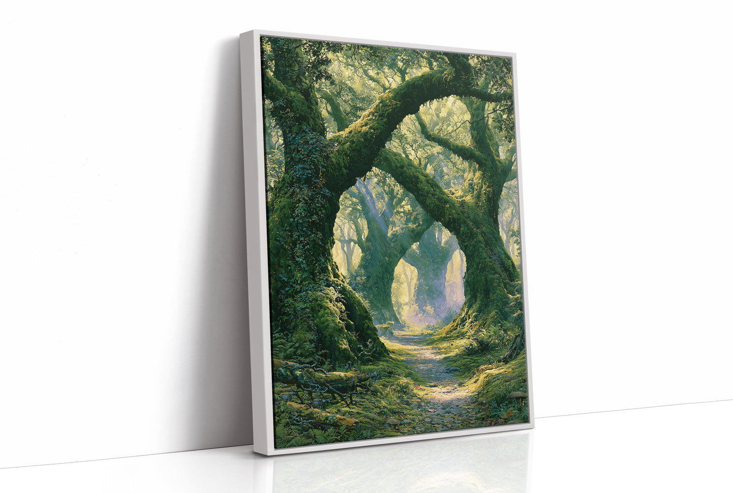 The Mossy Archway — Lavender Mist Forest Path Painting