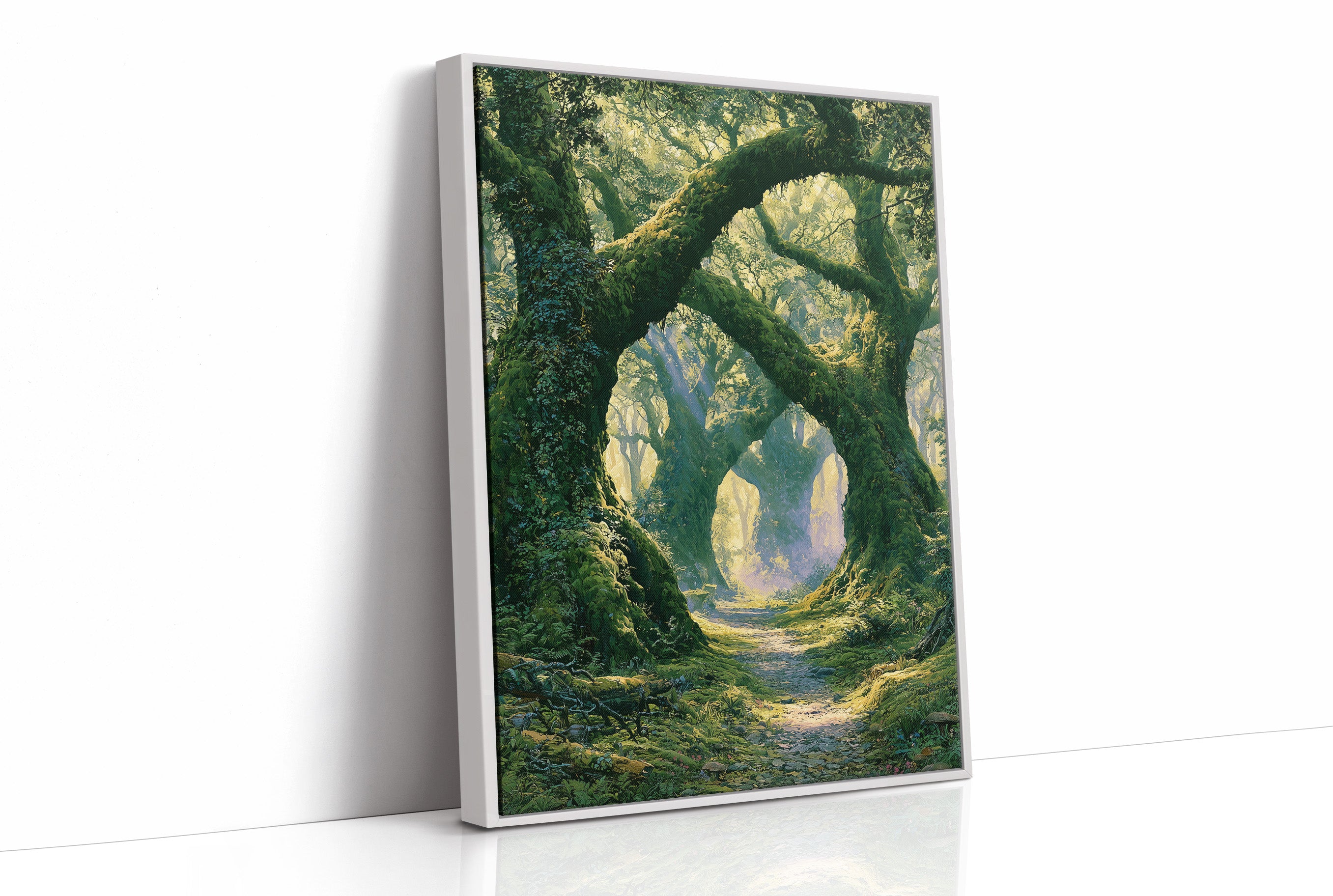 The Mossy Archway — Lavender Mist Forest Path Painting