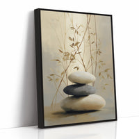 Stones Rest Among Bamboo Leaves