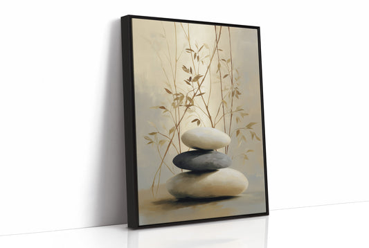 Stones Rest Among Bamboo Leaves