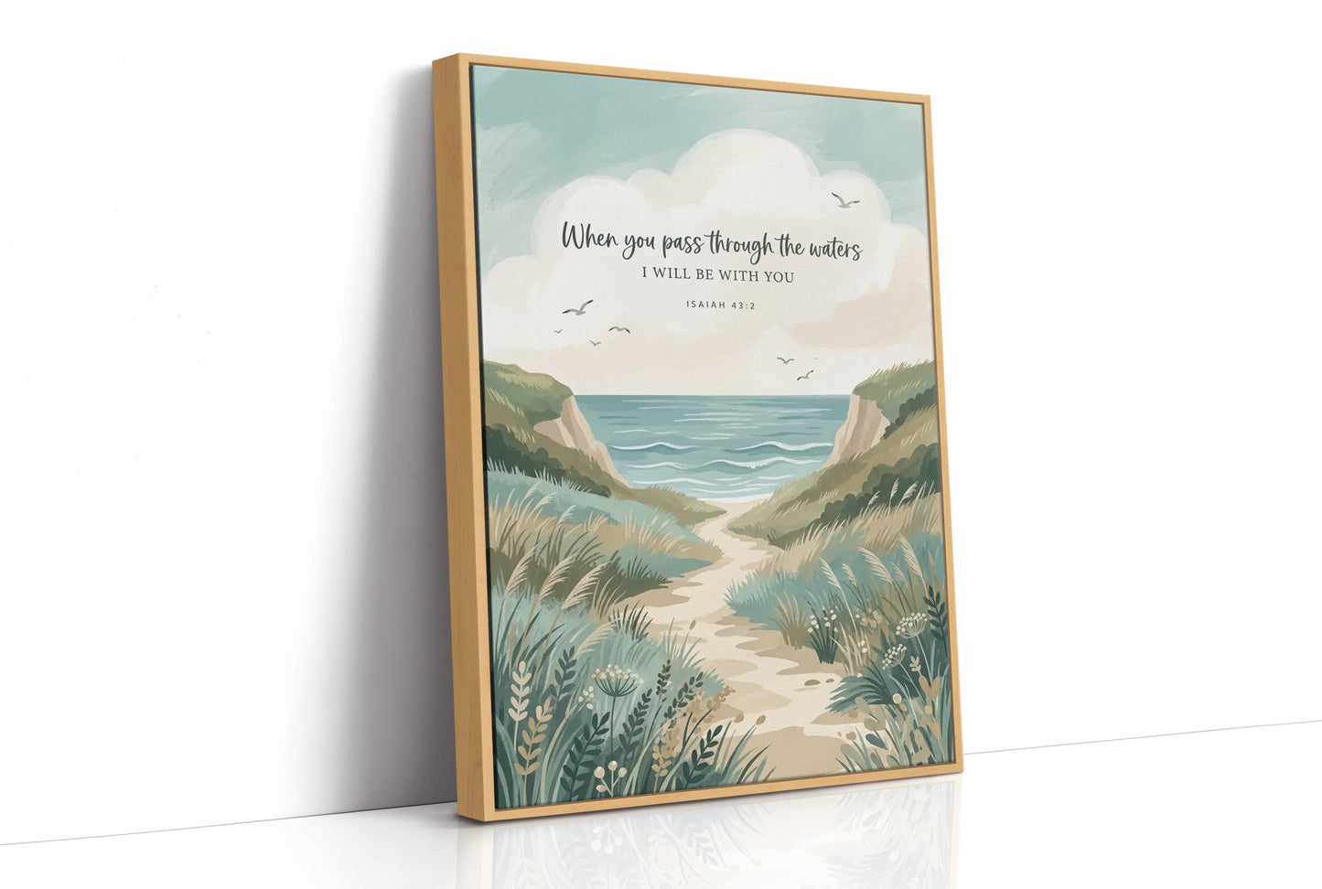 Through the Waters: Coastal Path Scripture Print