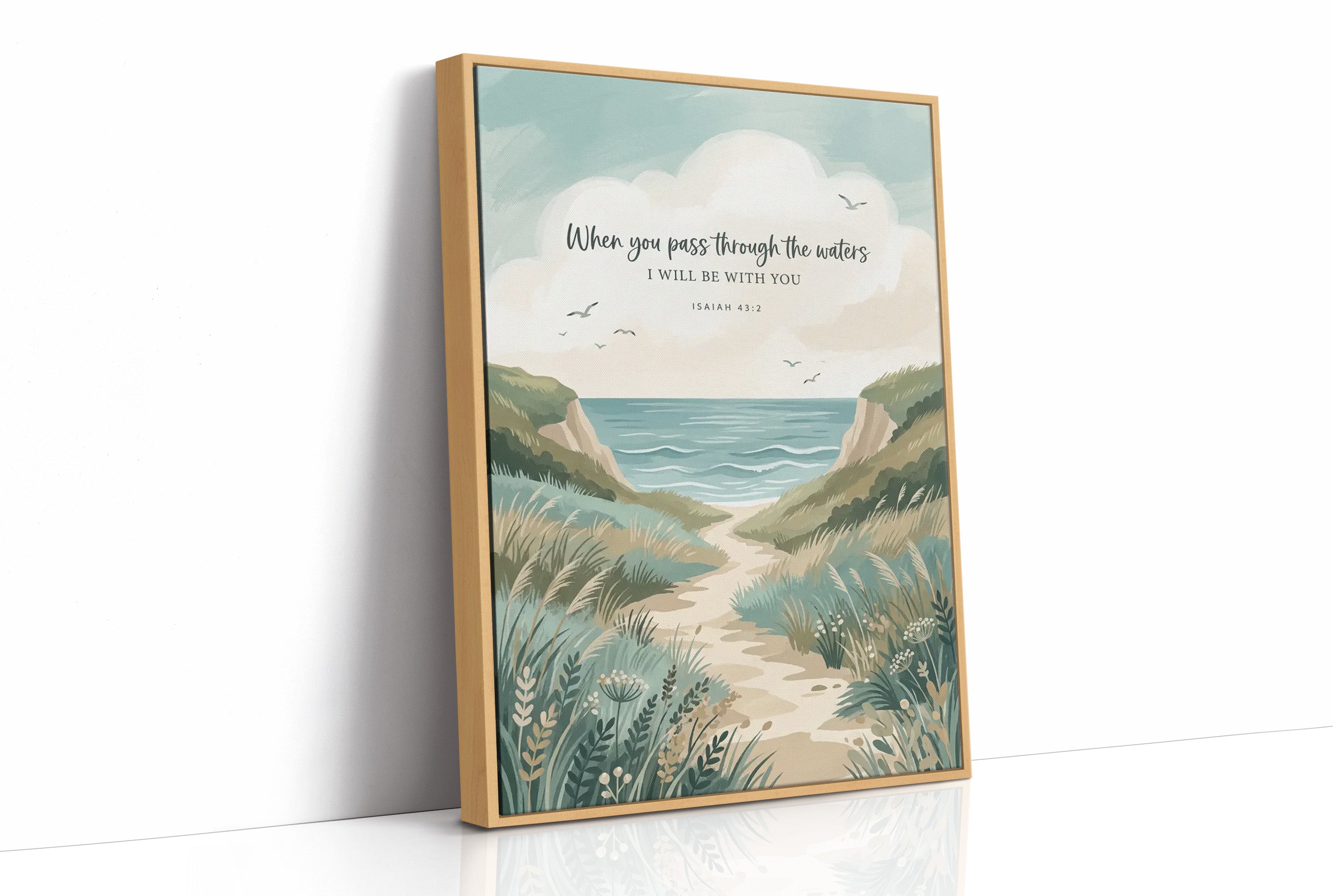 Through the Waters: Coastal Path Scripture Print