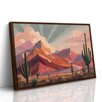 Saguaros Bathe In Coral Light