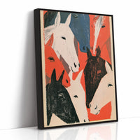 Bold Horse Herd Woodcut Print