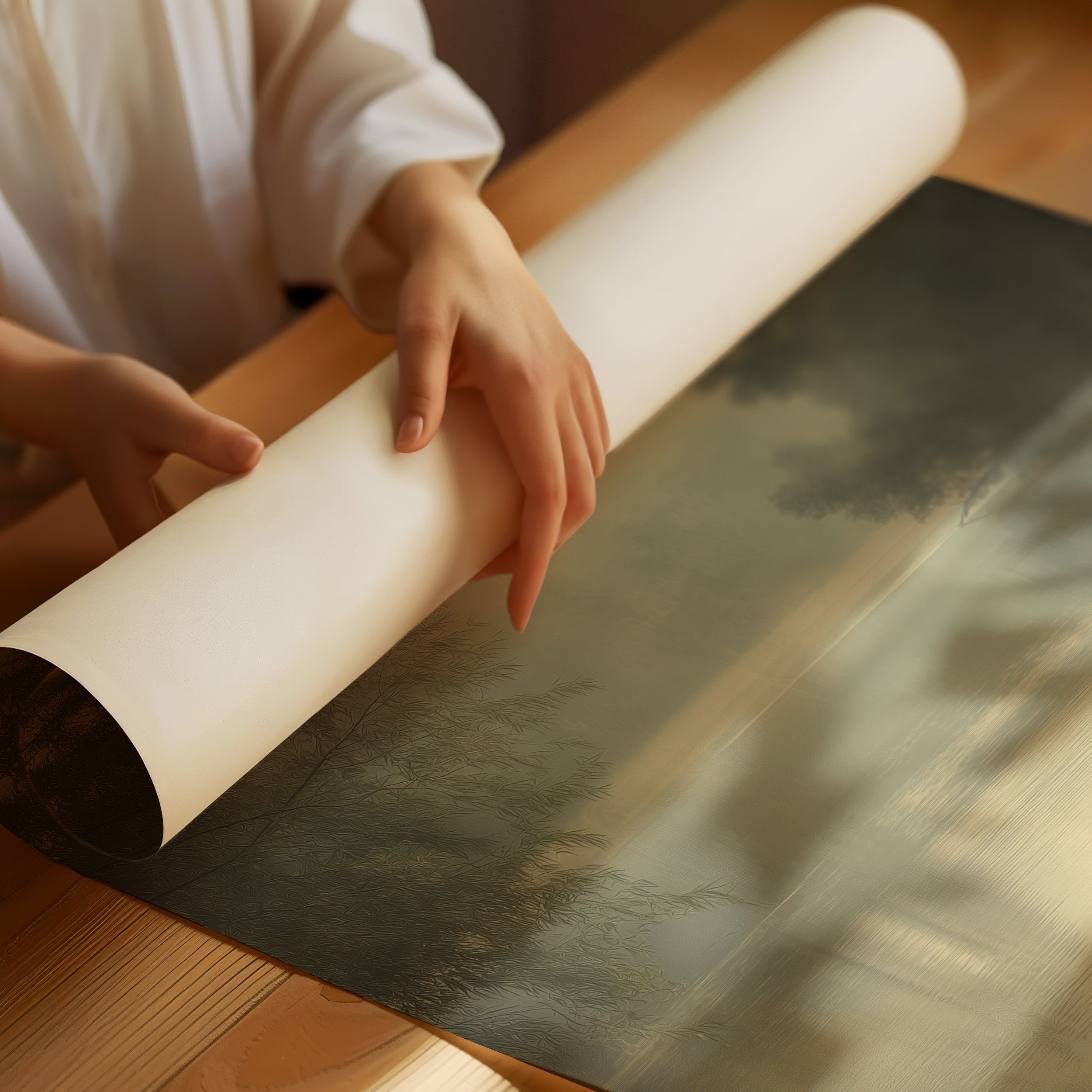 Lone Swan Crosses Misty Waters