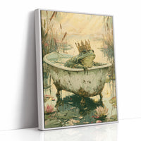The Frog Prince's Bath — Golden Hour Pond Painting