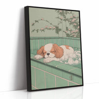 Peaceful Pup Among Cherry Blossoms