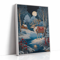 Moonlit Reindeer's Winter Tale Unfolds