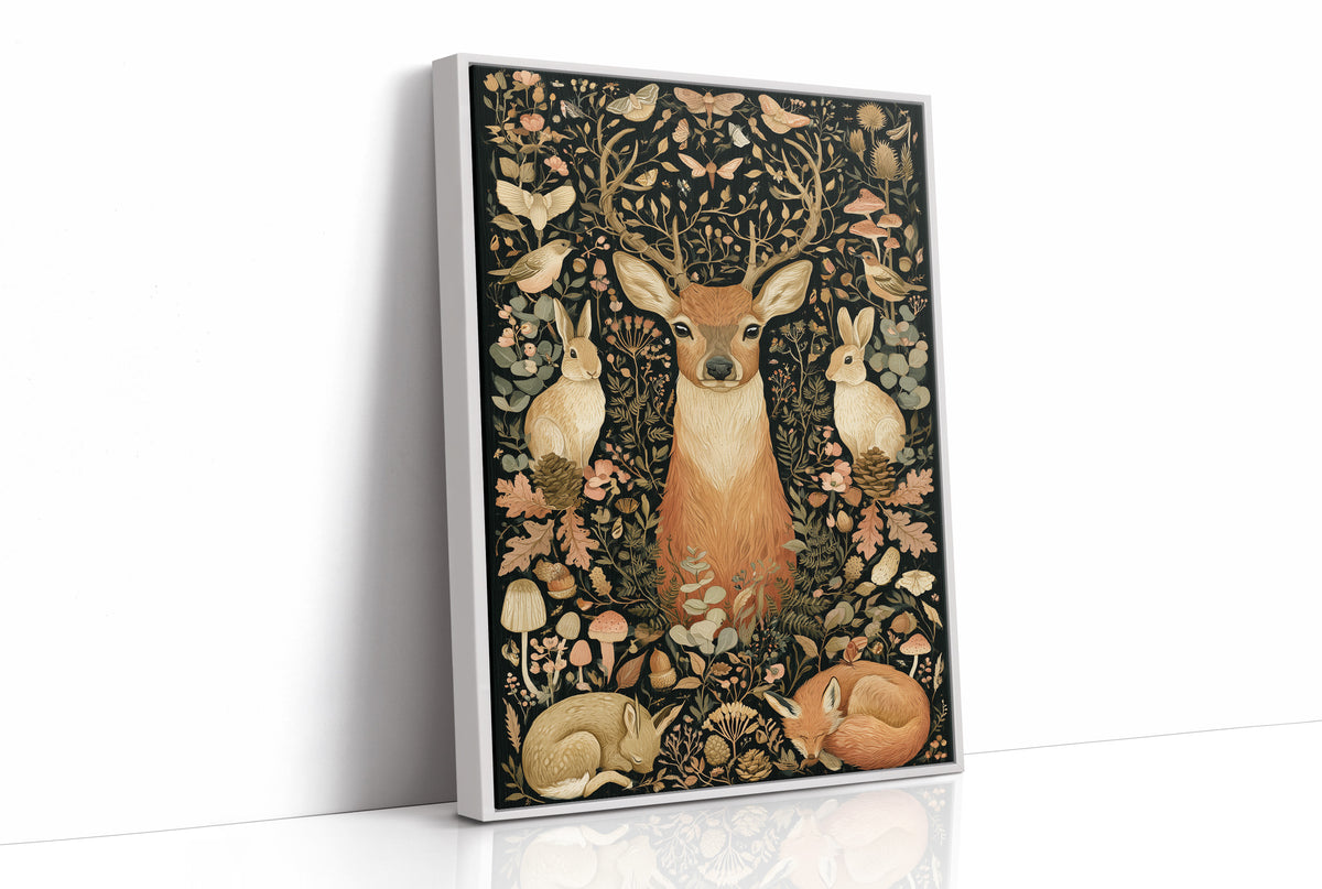 Woodland Tapestry — Blush and Gold Forest Creatures