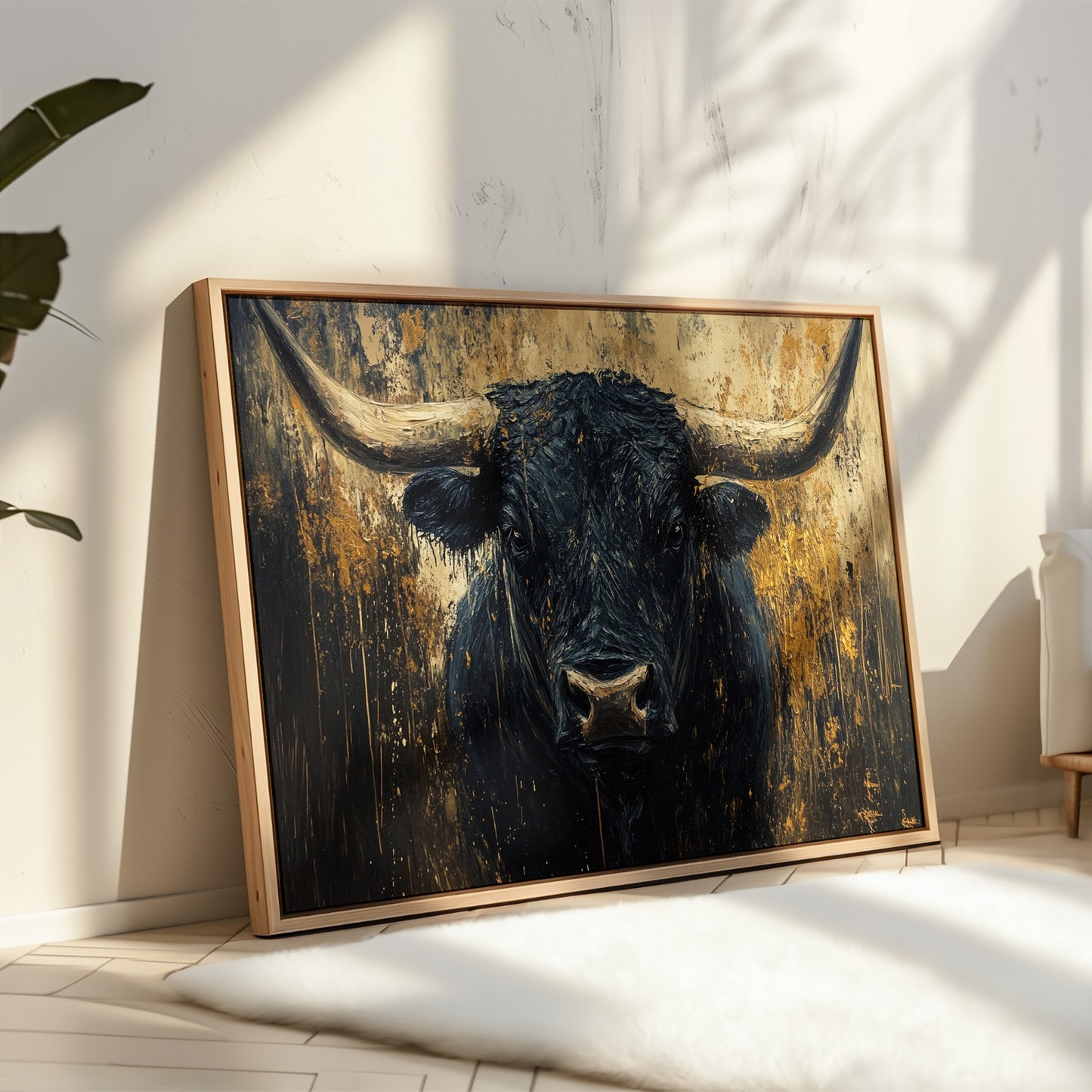 Black Bull Against Golden Storm