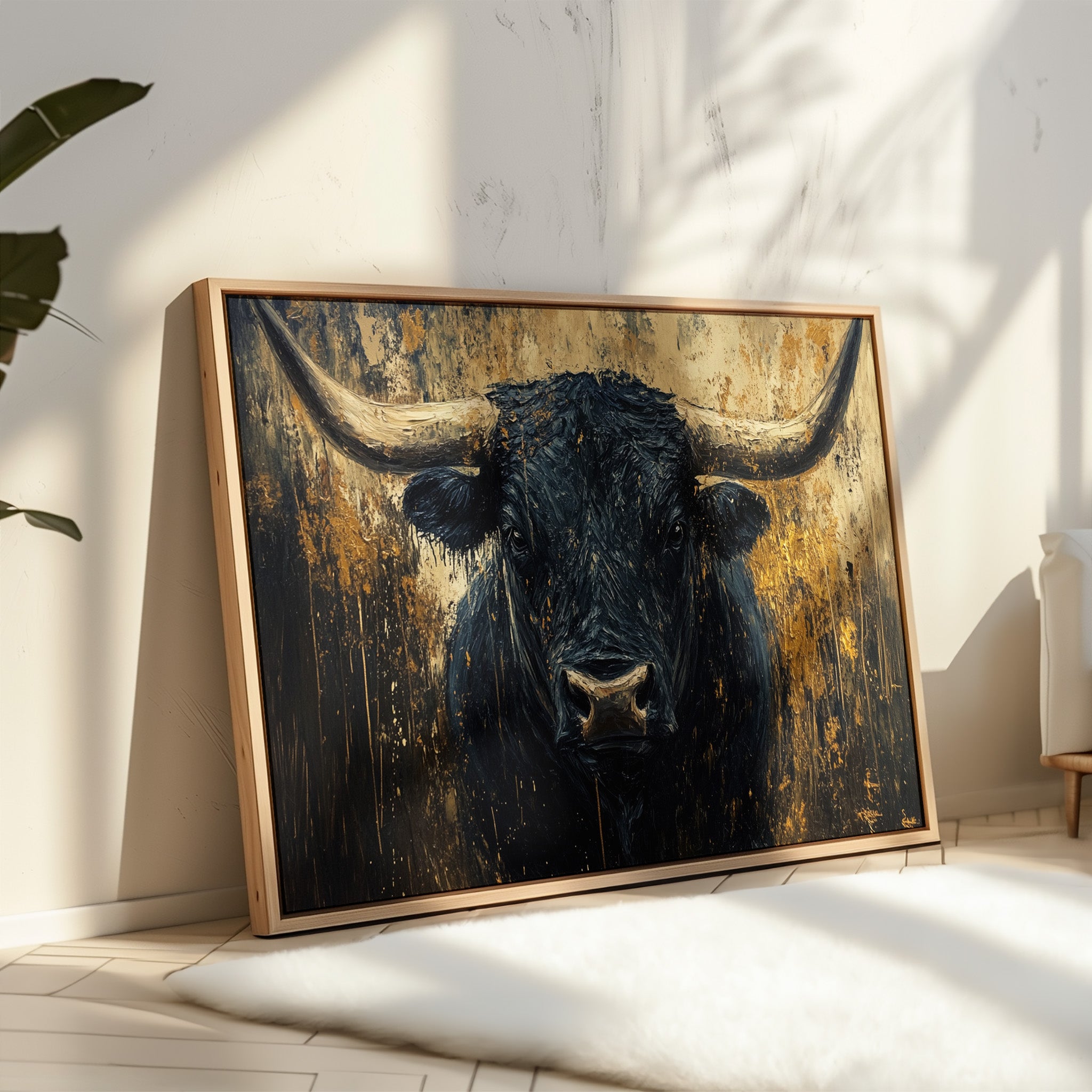 Black Bull Against Golden Storm