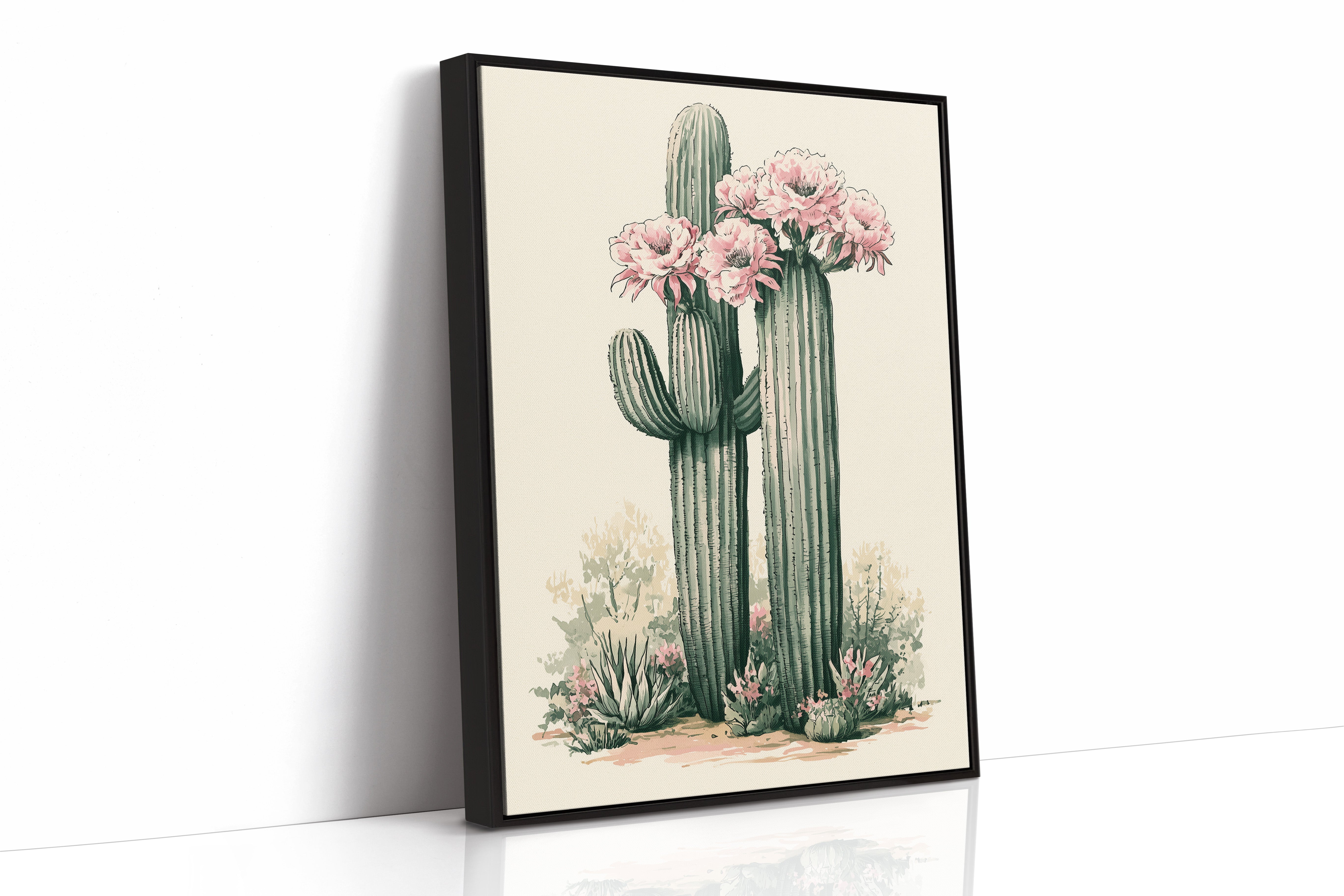 Pink Blossom Saguaro Pair