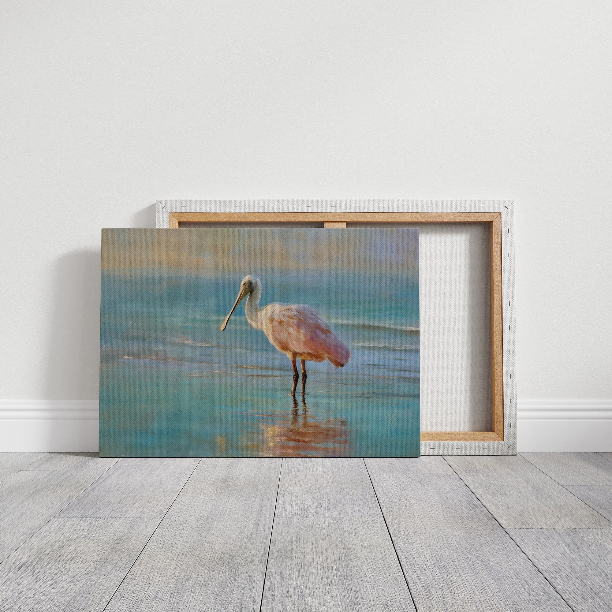 Spoonbill Wades Through Turquoise Stillness