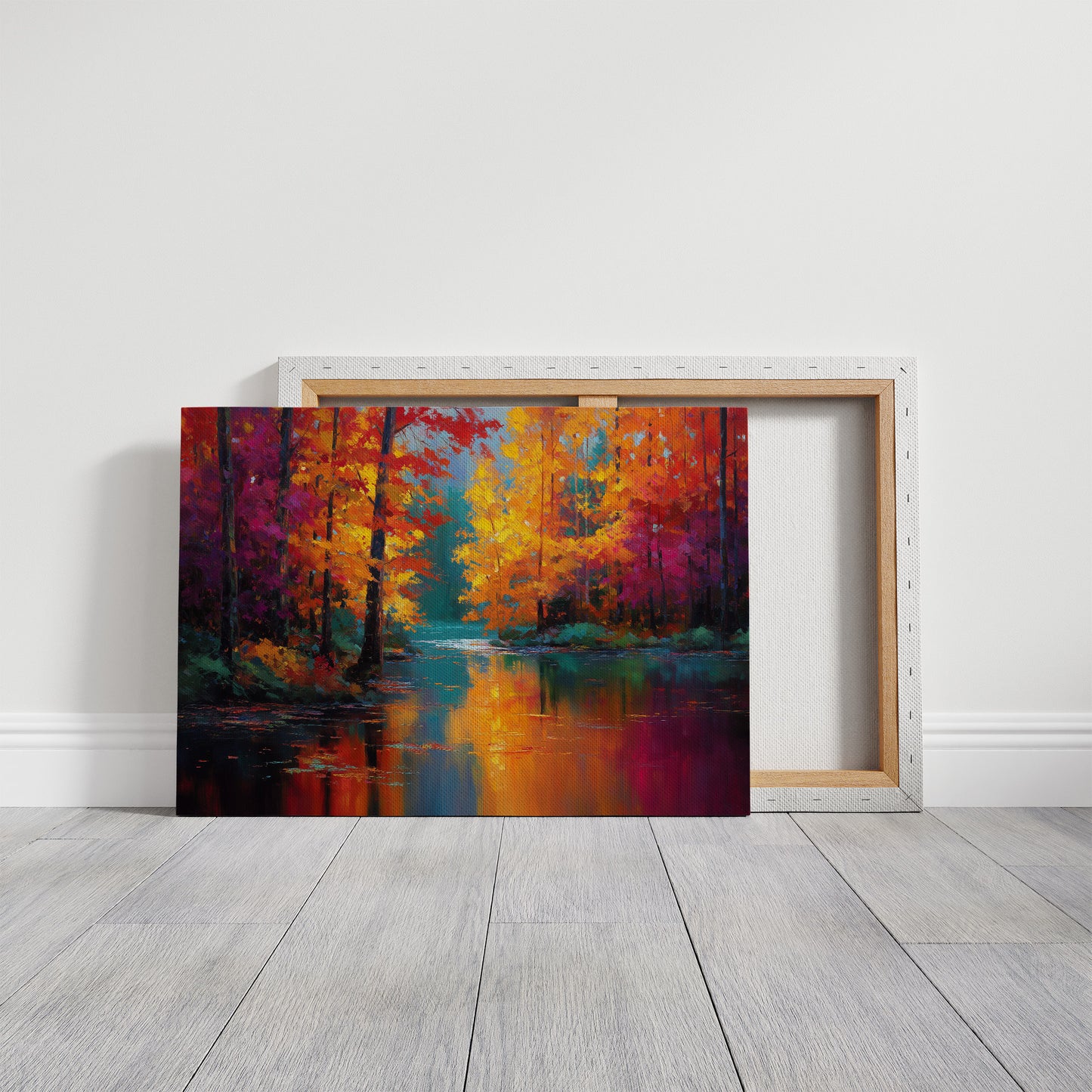 Crimson Symphony Along Tranquil Waters