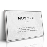 Hustle Definition Canvas Art | Bold Motivational Typography Print for Home Office, Gym or Entrepreneur Décor