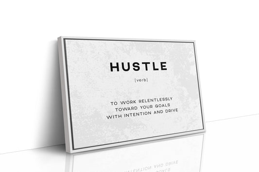 Hustle Definition Canvas Art | Bold Motivational Typography Print for Home Office, Gym or Entrepreneur Décor