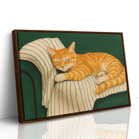Striped Cat Napping on the Couch