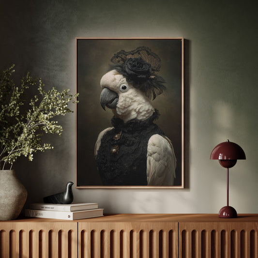 Regal Cockatoo in Lace Attire