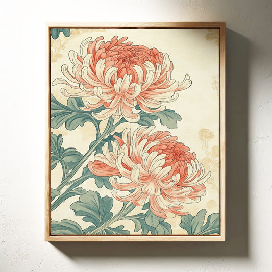 Japanese Chrysanthemum Art Print – Vintage Botanical Floral Wall Decor