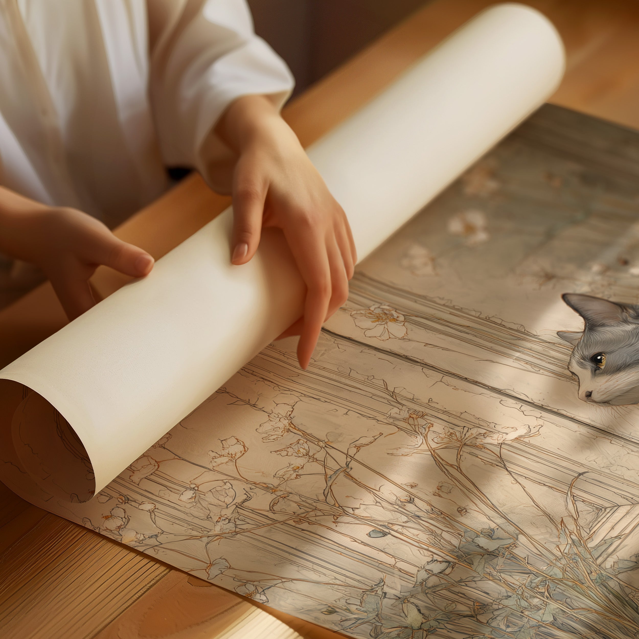 Feline Gazes Through Garden Windows