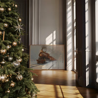 Iron Horse Glows Through Winter Night