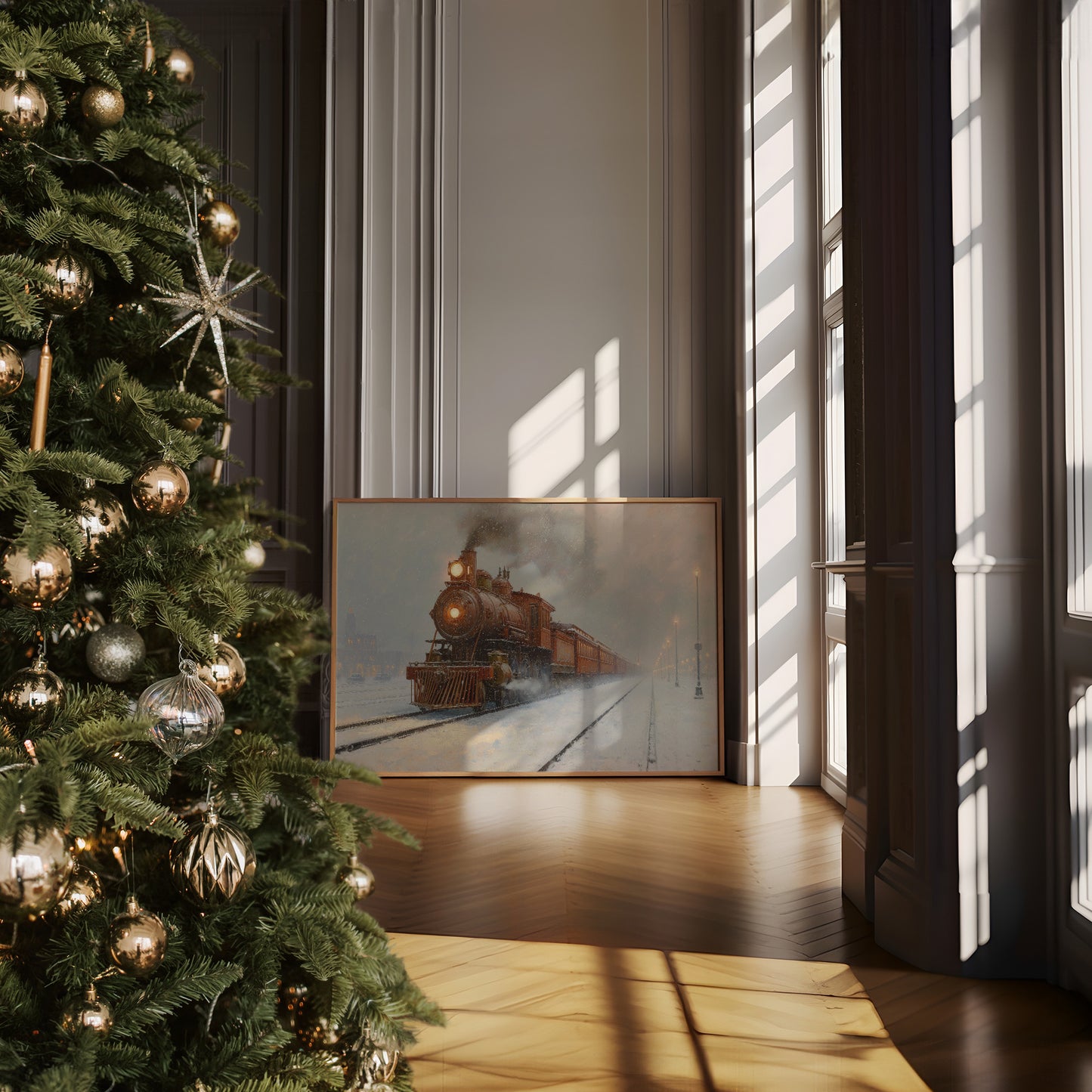 Iron Horse Glows Through Winter Night