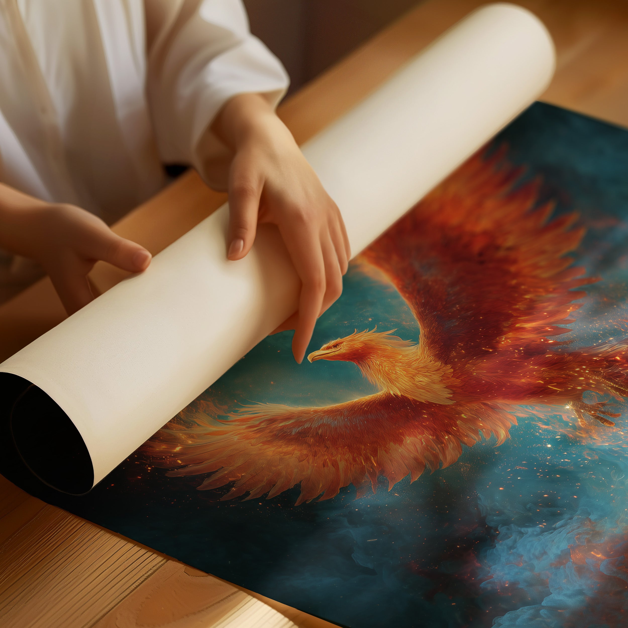 Flame Wings Against Midnight Sky