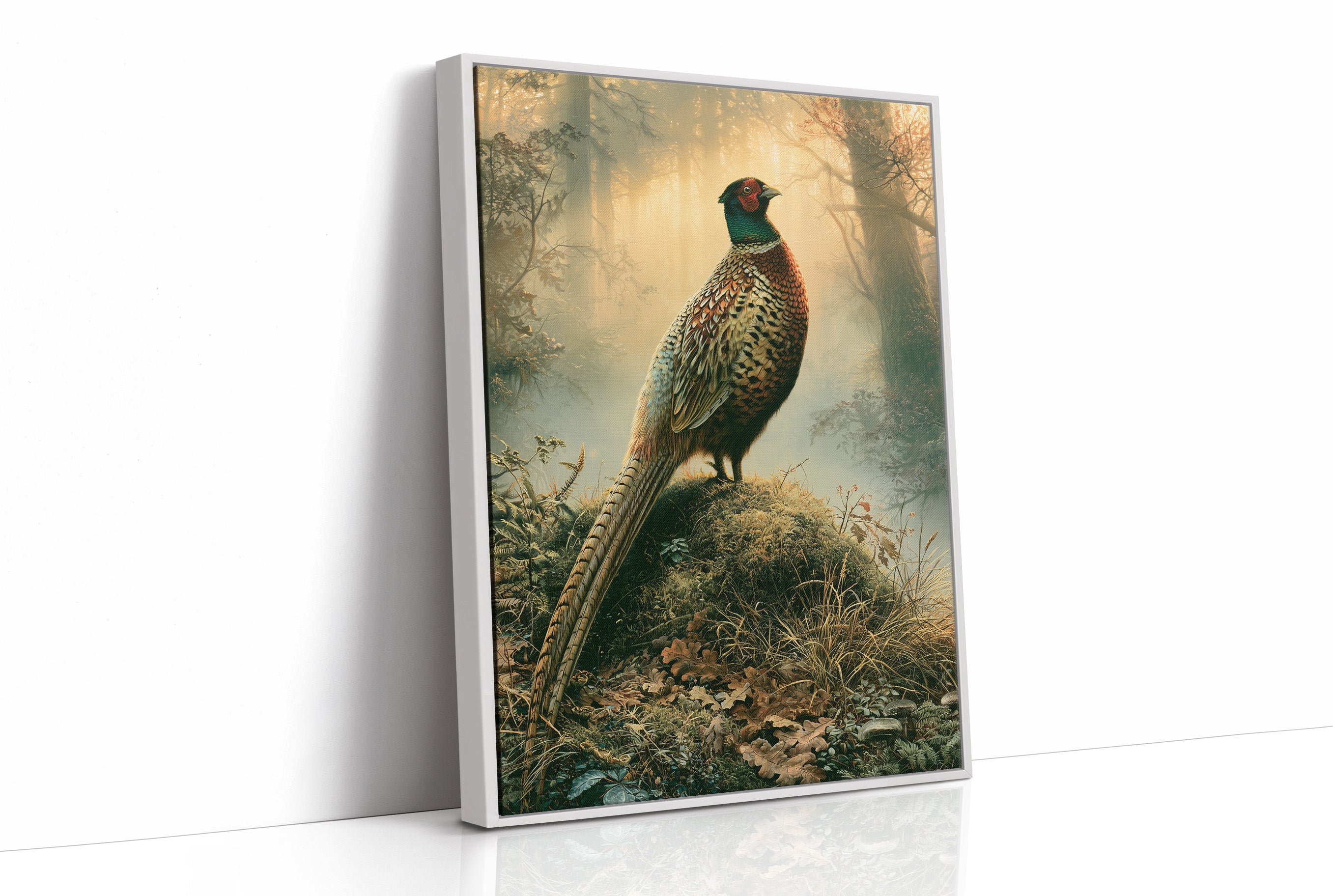 Pheasant at Dawn — Golden Mist Autumn Painting
