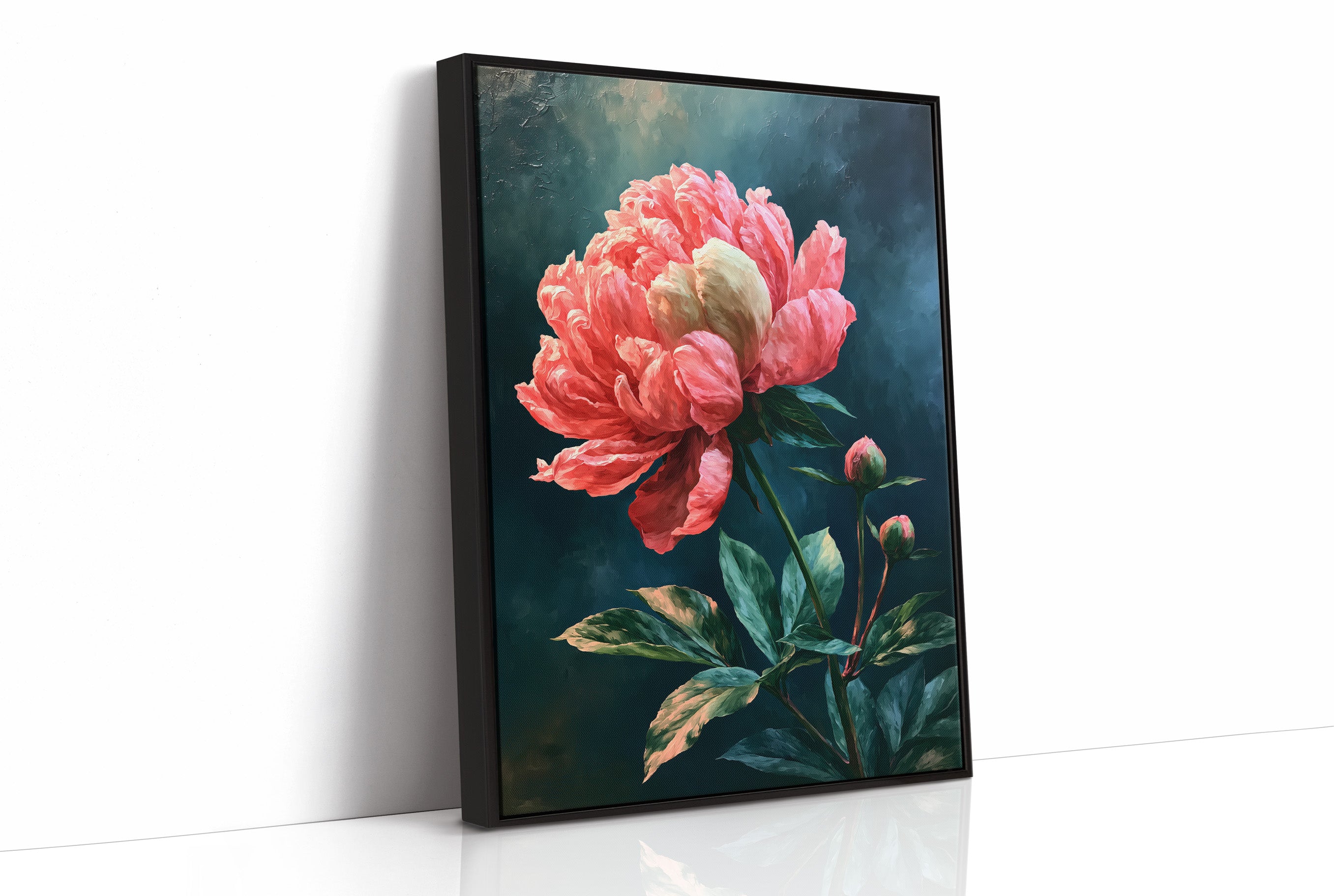 Coral Peony Against Midnight Blue
