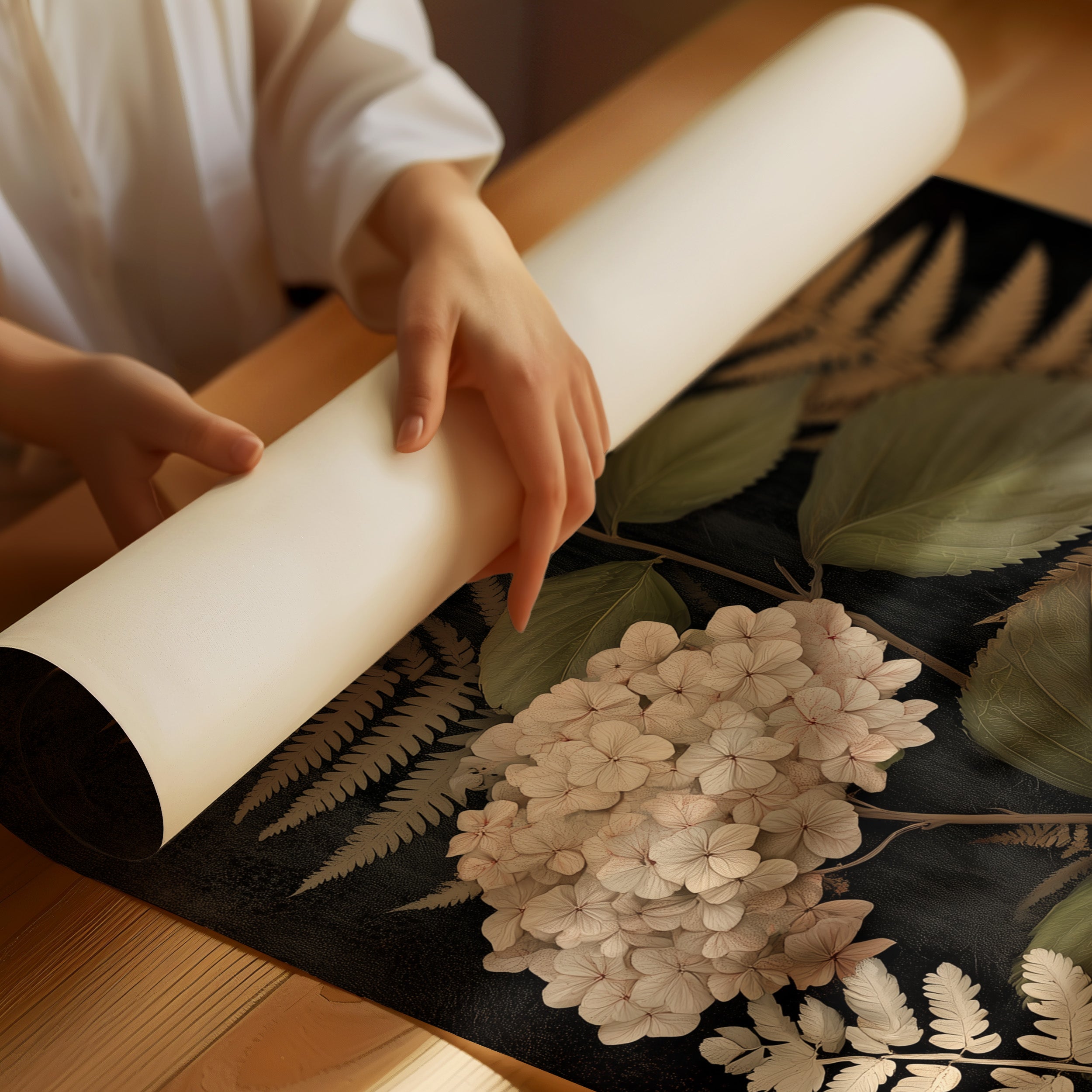 Blush Blooms Against Midnight Walls