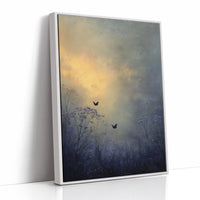 Birds Dance Through Golden Fog