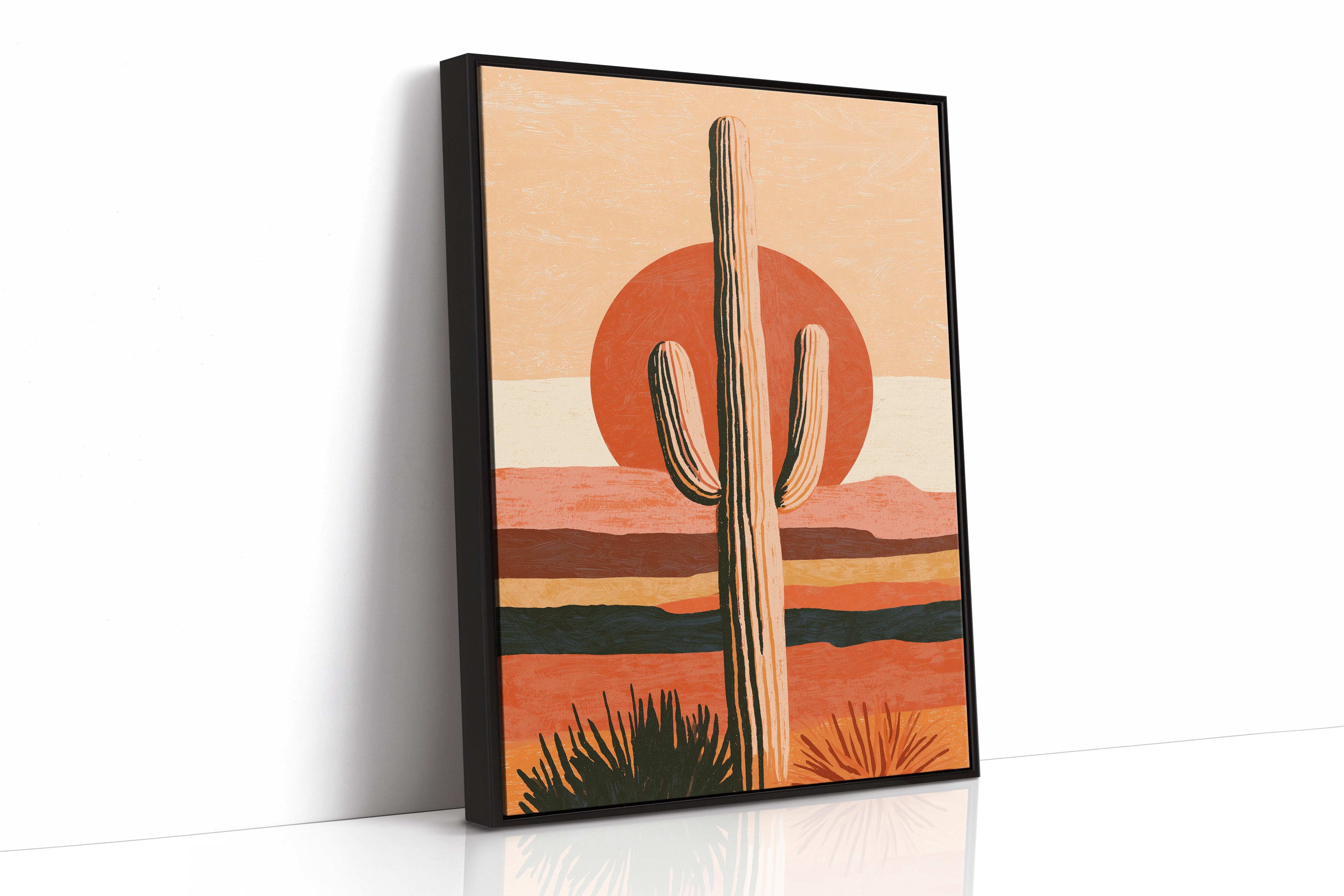 Illustrated Saguaro Layered Sunset