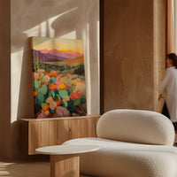 Desert Bloom Landscape – Southwestern Cactus Wall Art