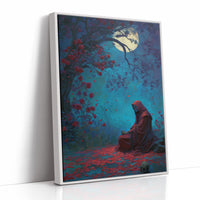 Midnight Prayer Under Crimson Blossoms
