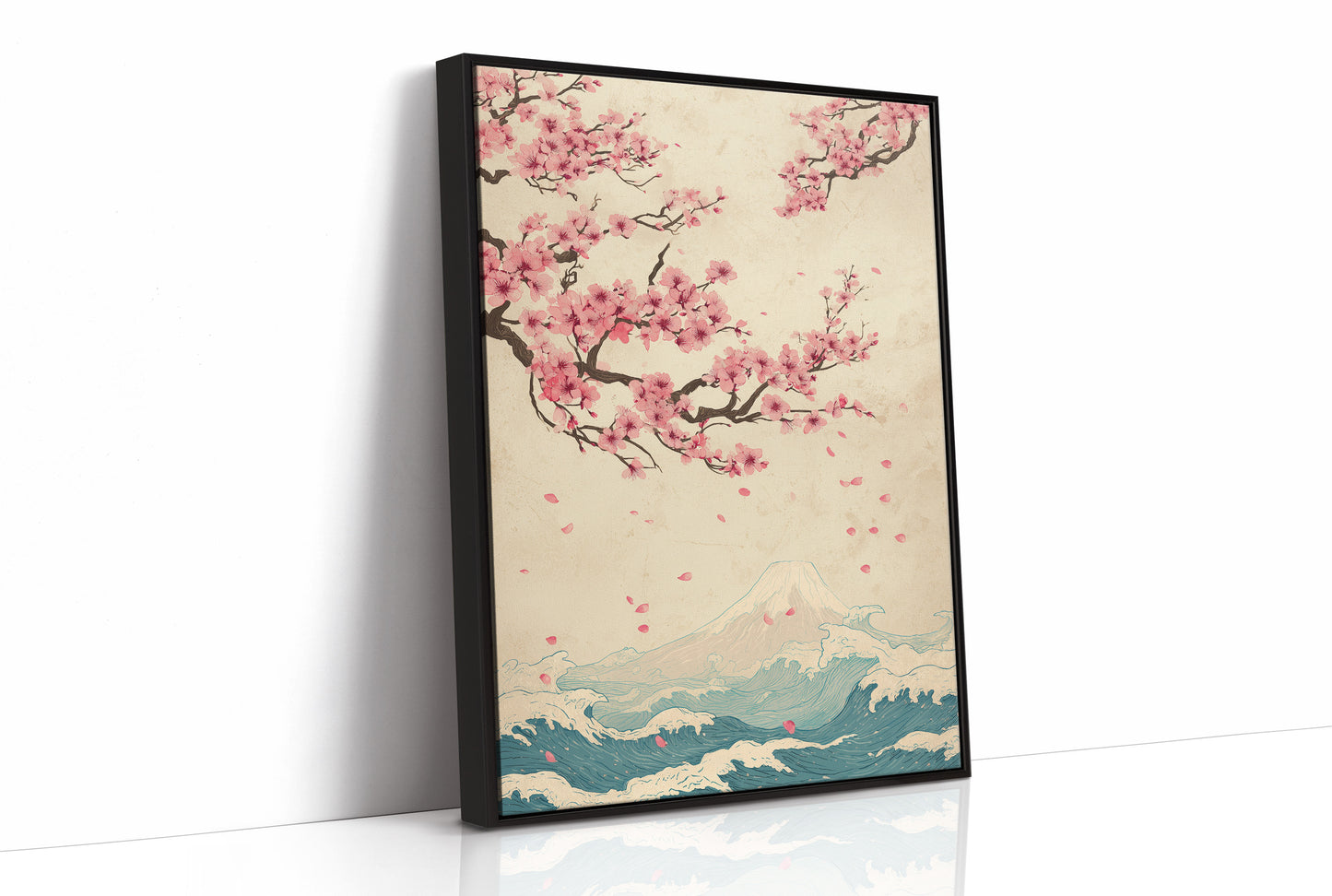 Cherry Blossoms Dance Above Waves