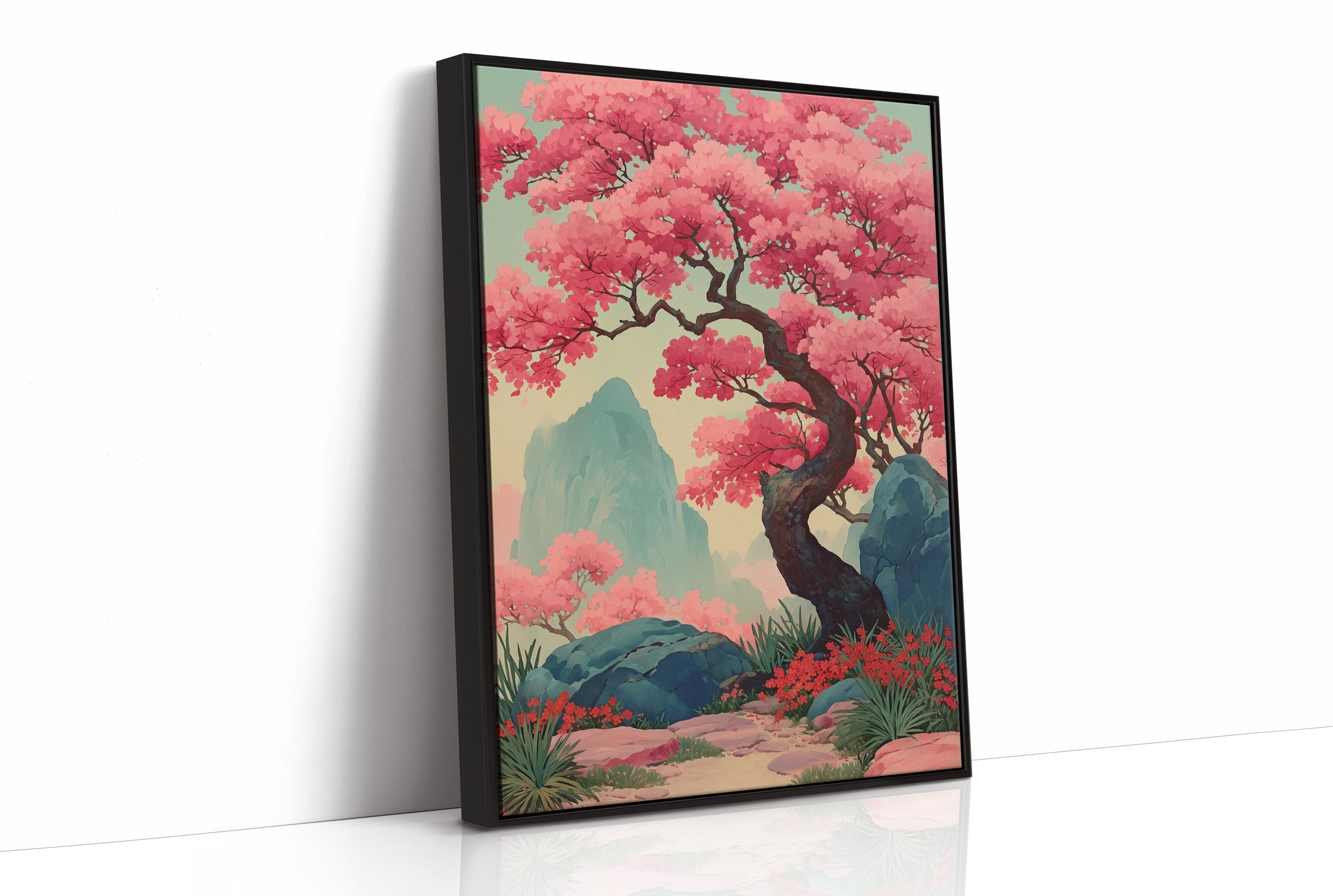 Cherry Blossoms Dance Above Mountains