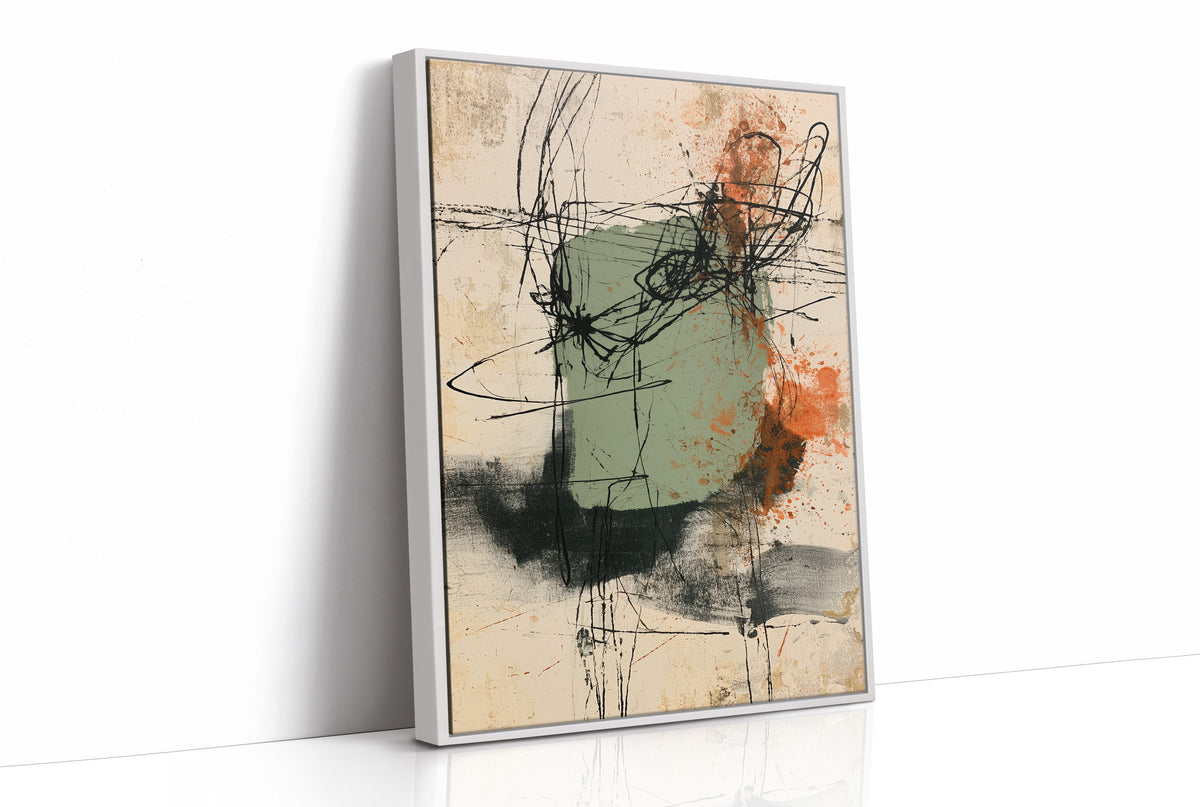 Sage Rust Gestural Scribble Art