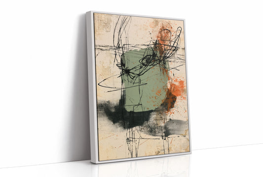 Sage Rust Gestural Scribble Art