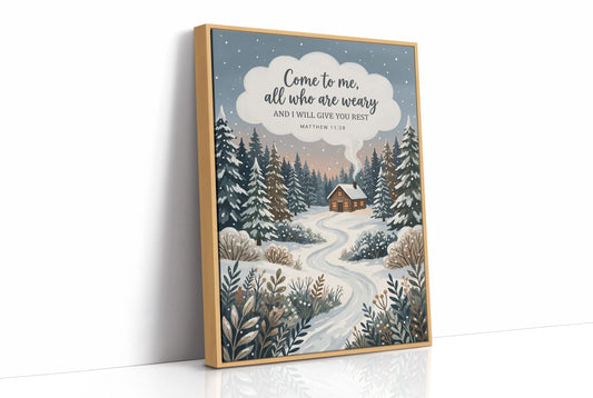 Come to Me, All Who Are Weary: Snowy Forest Cabin