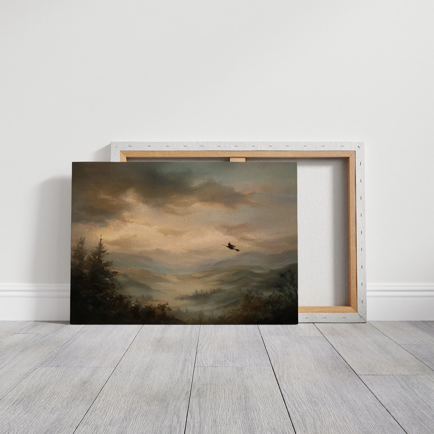 Solitary Flight Through Amber Mist