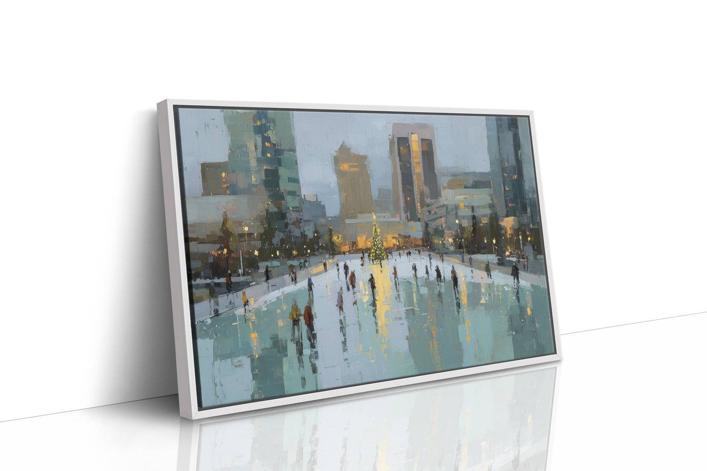 Metropolitan Frost: Holiday Skaters Beneath City Lights