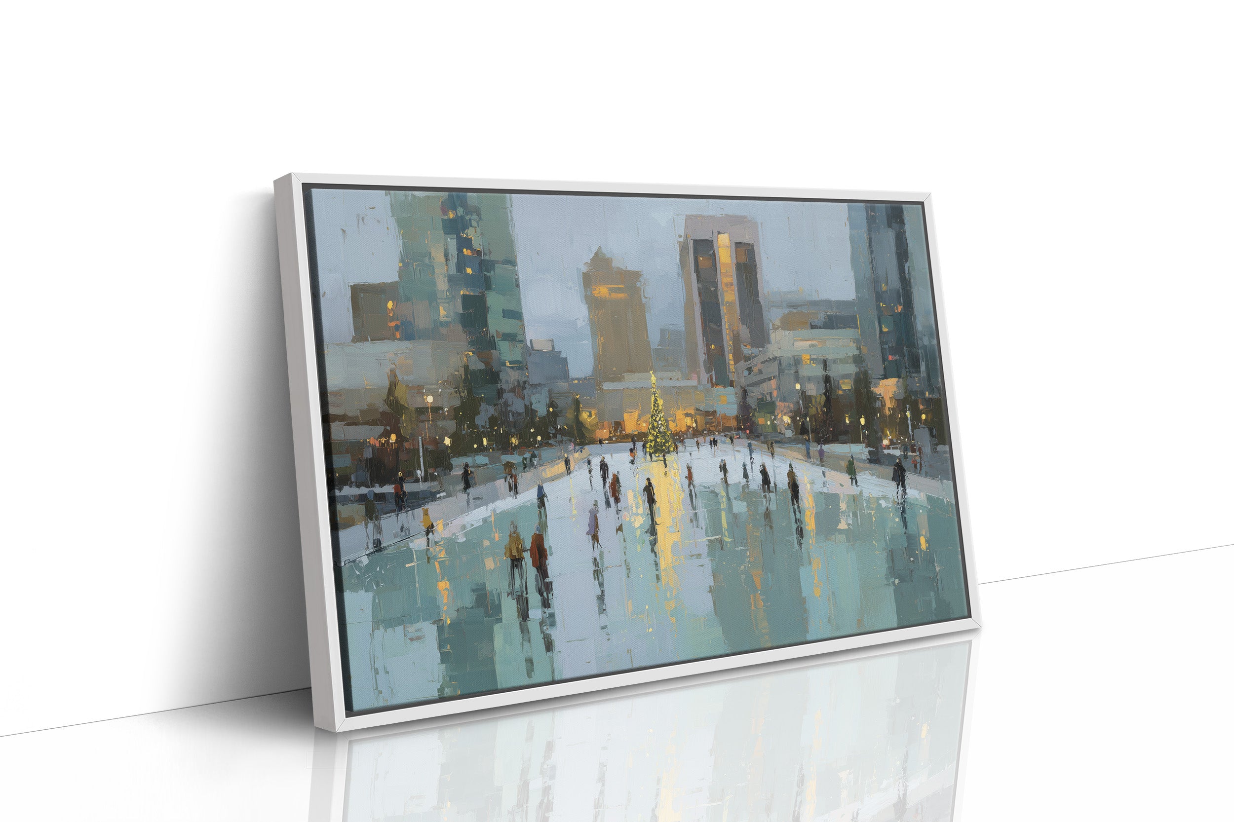 Metropolitan Frost: Holiday Skaters Beneath City Lights