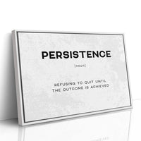 Persistence Definition Canvas Art | Bold Motivational Typography Print for Home Office, Gym or Entrepreneur Décor