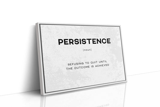 Persistence Definition Canvas Art | Bold Motivational Typography Print for Home Office, Gym or Entrepreneur Décor