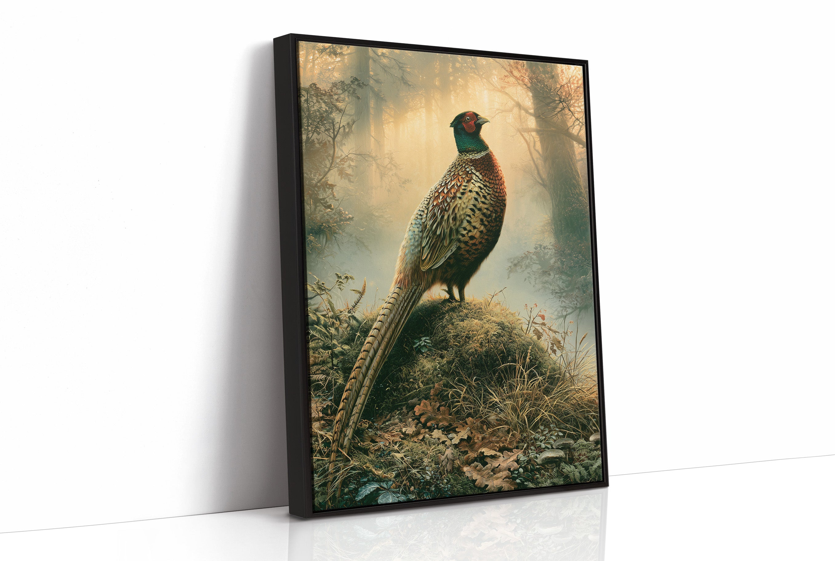 Pheasant at Dawn — Golden Mist Autumn Painting