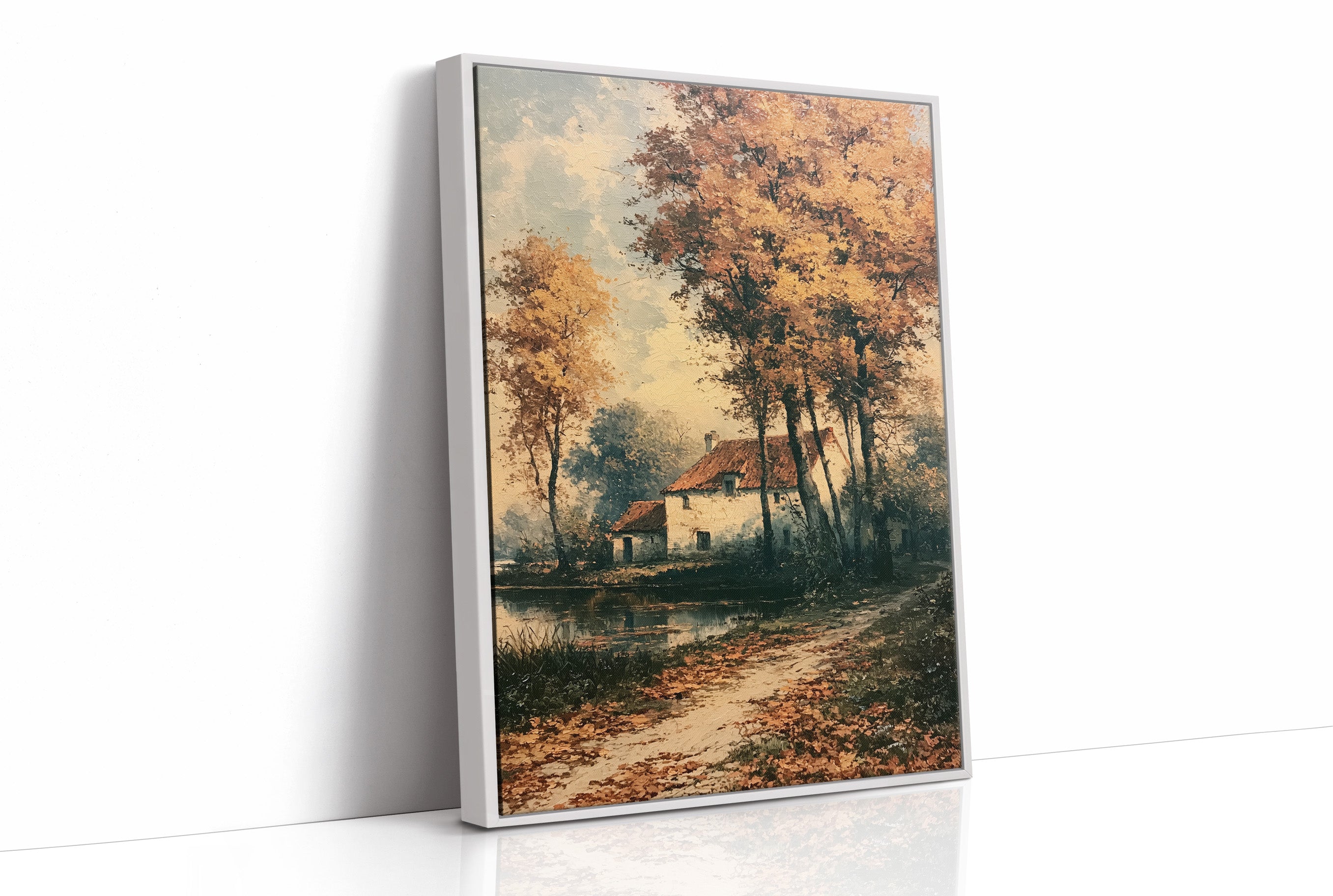 Autumn Cottage by the Water's Edge