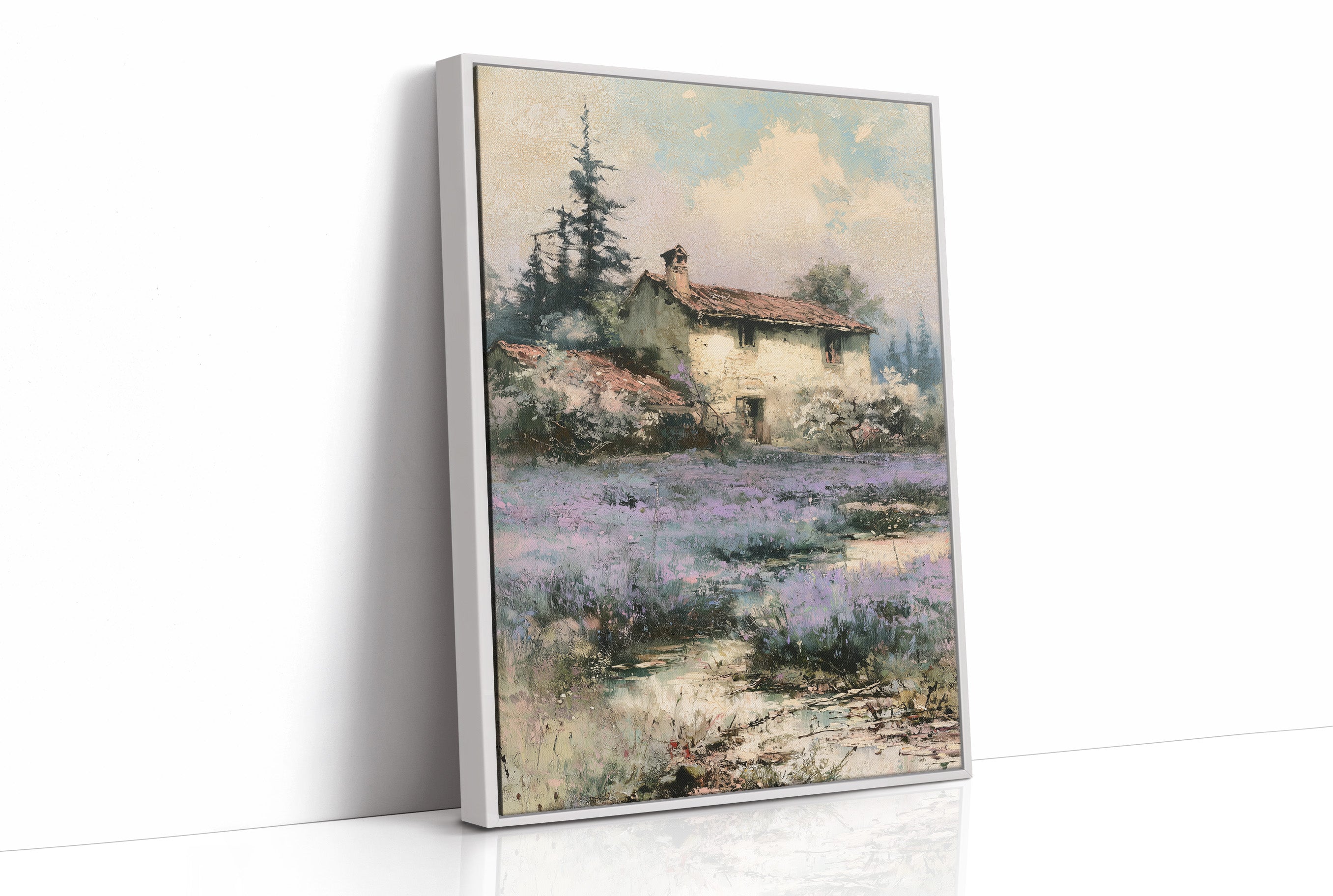 Lavender Fields and the Farmhouse Beyond
