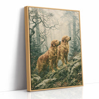 Golden Retrievers on the Misty Ridge
