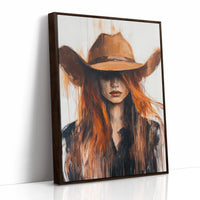 Western Flame – Bold Redhead Cowgirl Art